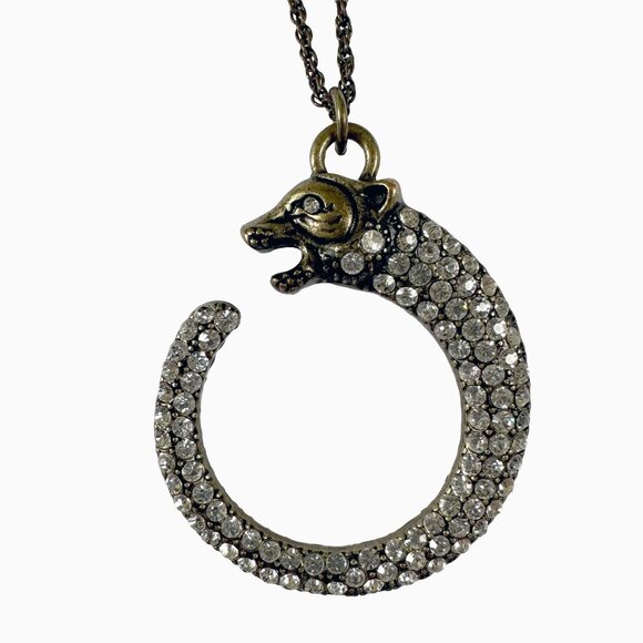 Samantha Wills Panther Crystal Crescent Necklace Brass Chain Old Money Boho Luxe - Picture 5 of 10